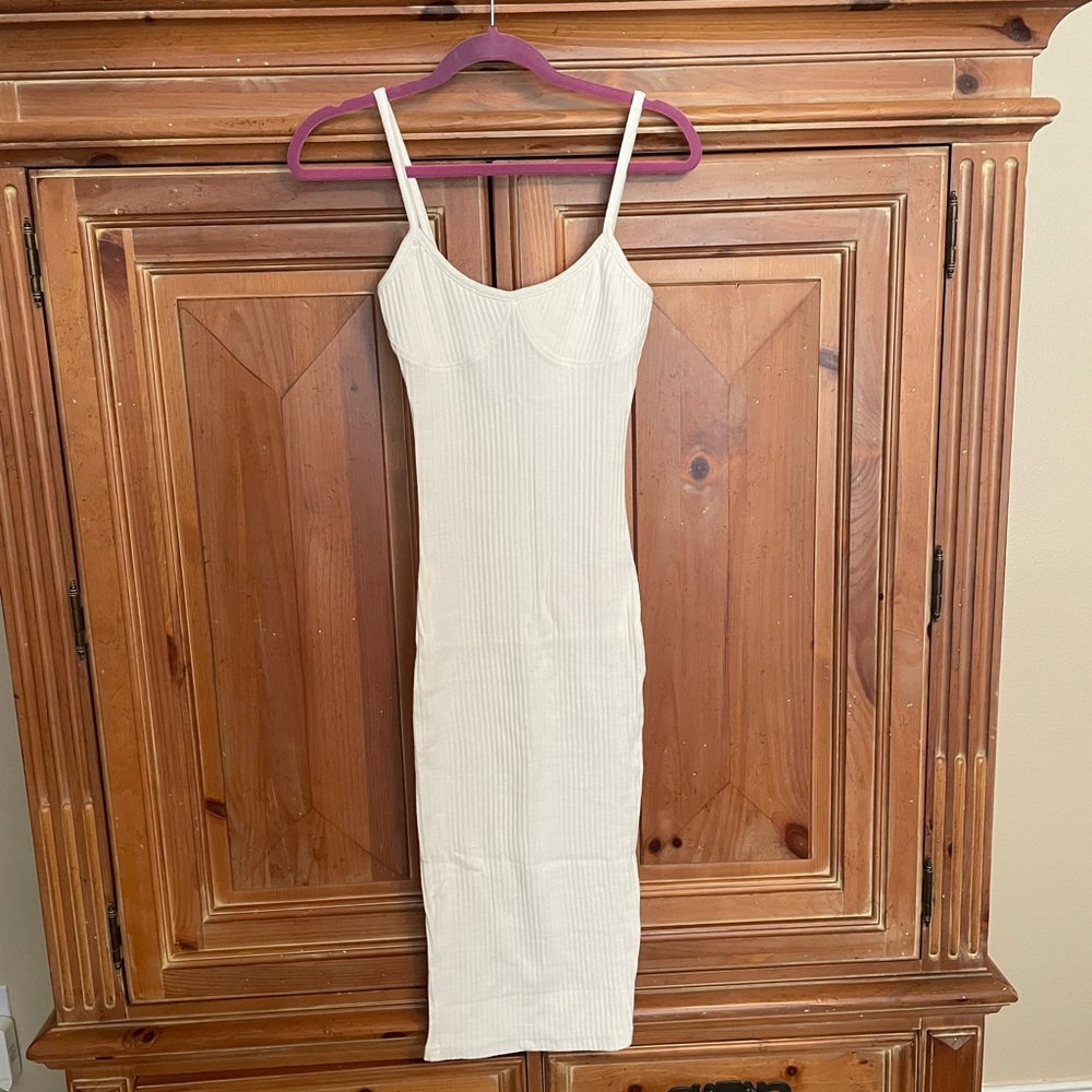 PrettyLittleThing Cream Midi Dress